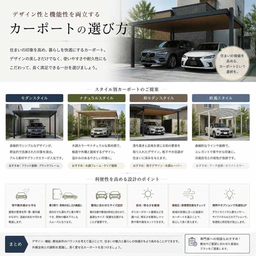 おしゃれなカーポートを選ぶポイント