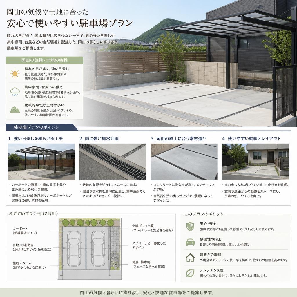岡山にふさわしい駐車場の特徴