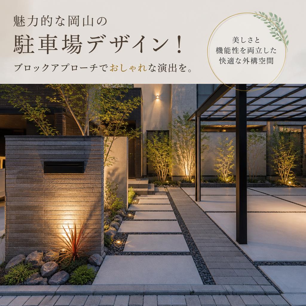 「魅力的な岡山の駐車場デザイン！ブロックアプローチでおしゃれな演出を。」