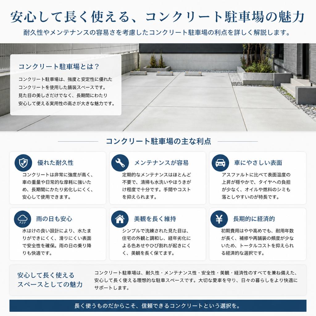 コンクリート駐車場のメリット