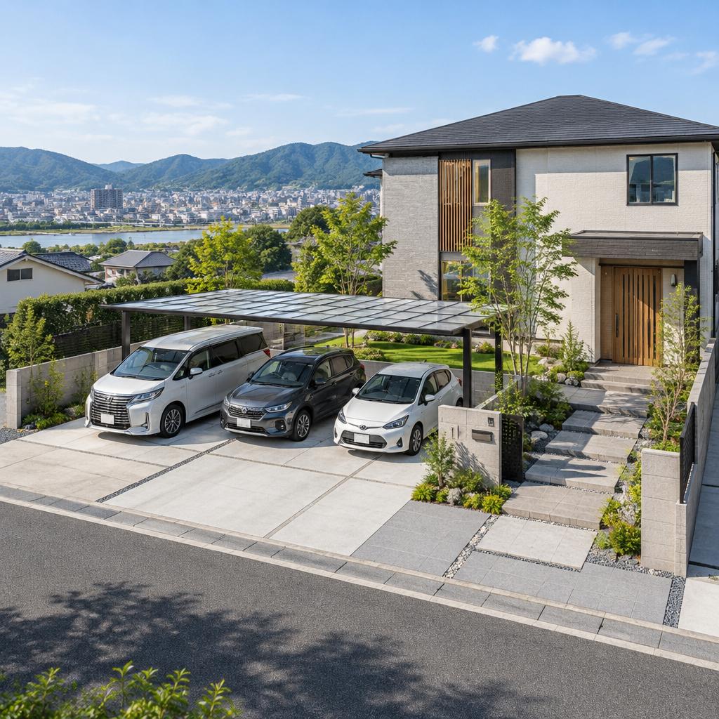 岡山の敷地と暮らしに合う駐車場計画